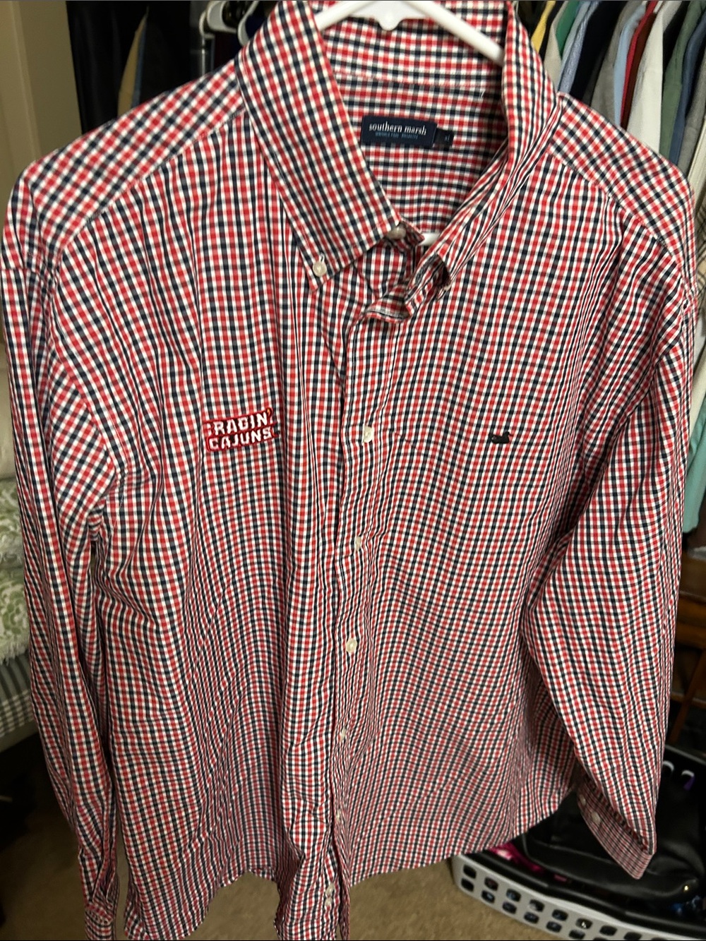 Southern Marsh Men’s Red, White & Navy Check Button-Down Shirt